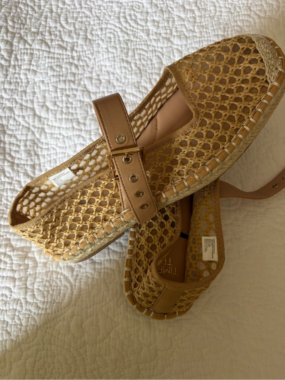Time and Tru Woven Tan Espadrille Flats with Adjustable Strap - Picture 3 of 4